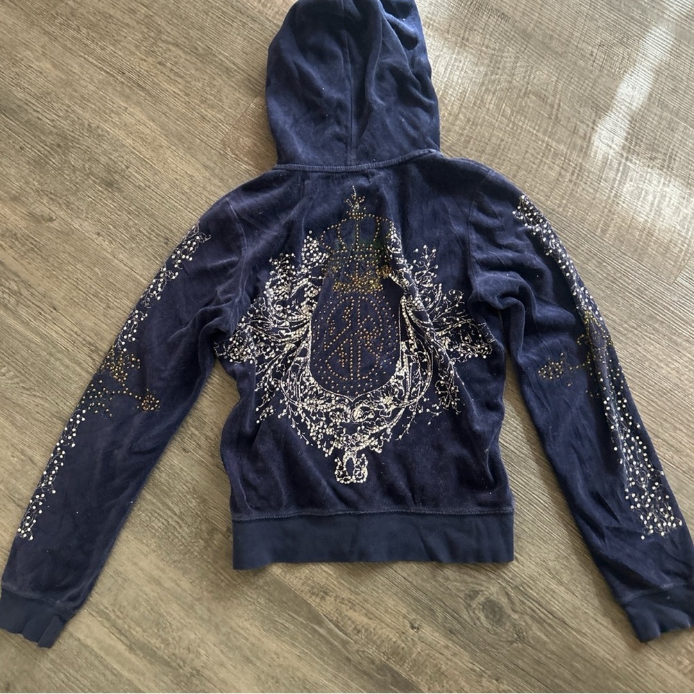 Rhinestone velour zip up